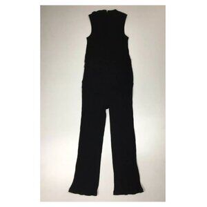 MICHAEL KORS Black Gold Glittery Ribbed Cotton Elastic Waist One Piece Jumpsuit